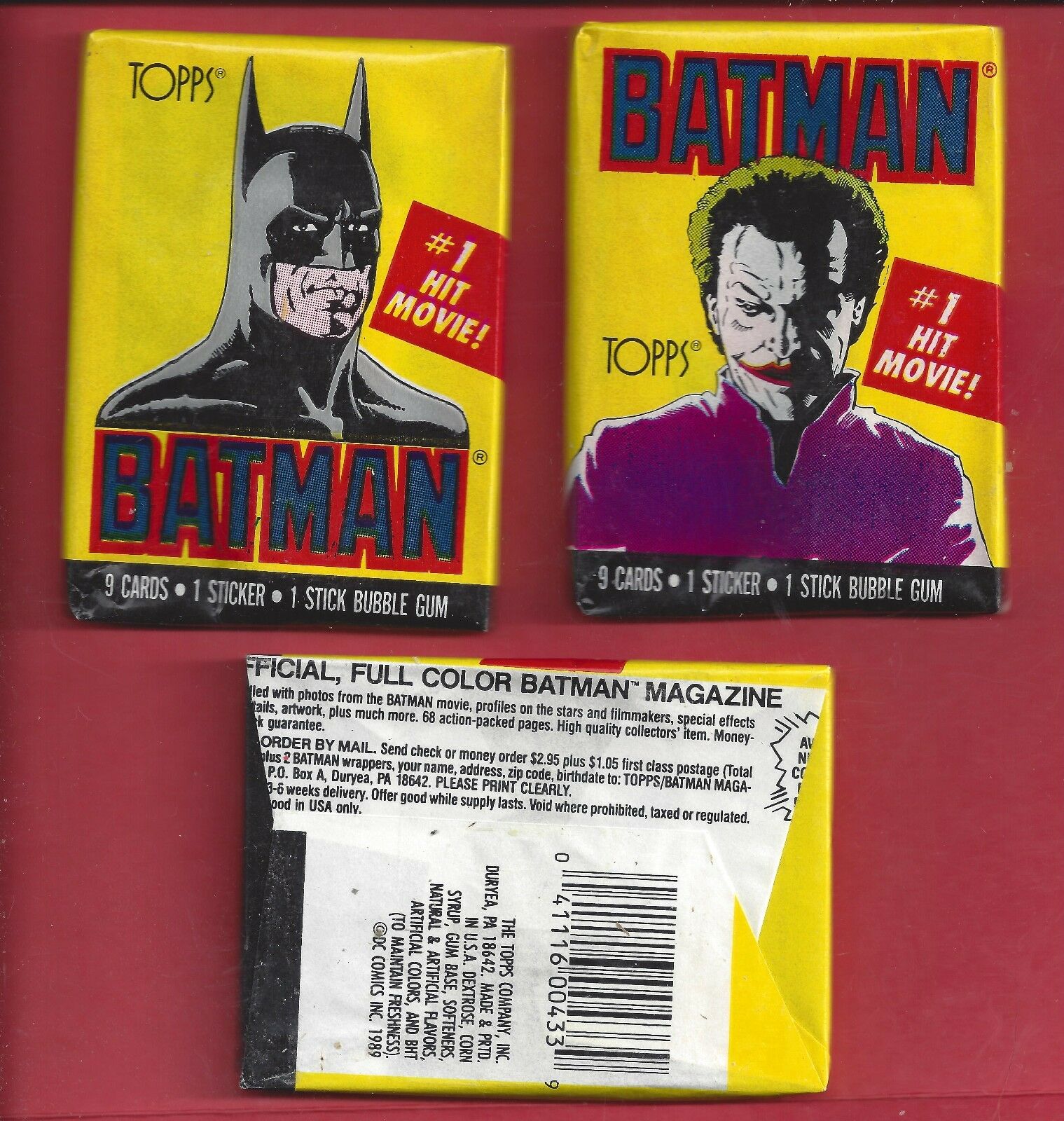 (single Wax Pack) 1989 Topps Batman 1st Series