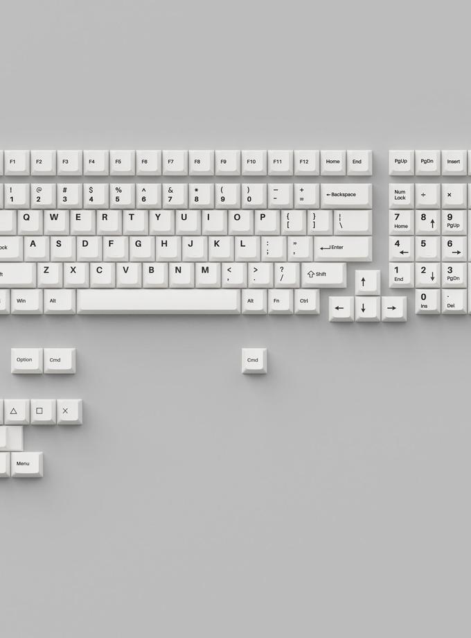 Cherry Profile Double - Shot PBT Full Set Keycaps - Black on White - Bow On Sale