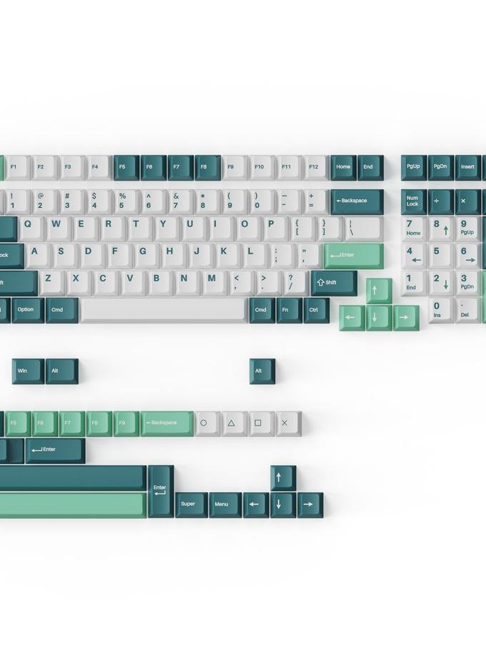 Cherry Profile Double - Shot PBT Full Set Keycaps - White Mint Same Day Delivery