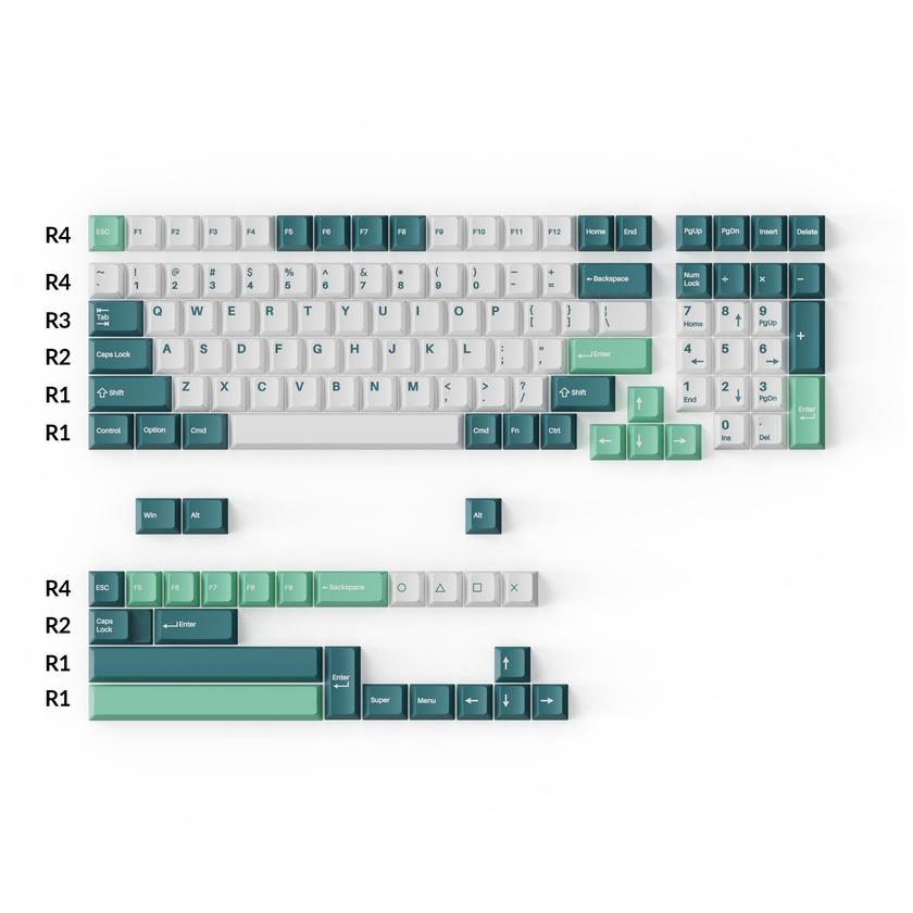 Cherry Profile Double - Shot PBT Full Set Keycaps - White Mint Same Day Delivery