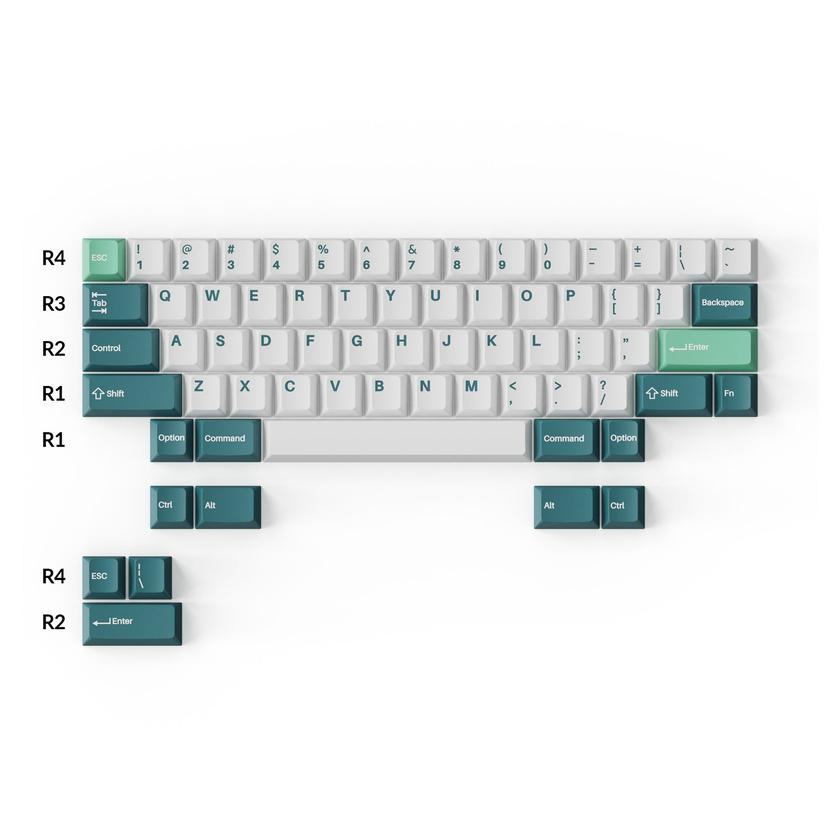 Cherry Profile Double - Shot PBT Full Set Keycaps - White Mint Same Day Delivery