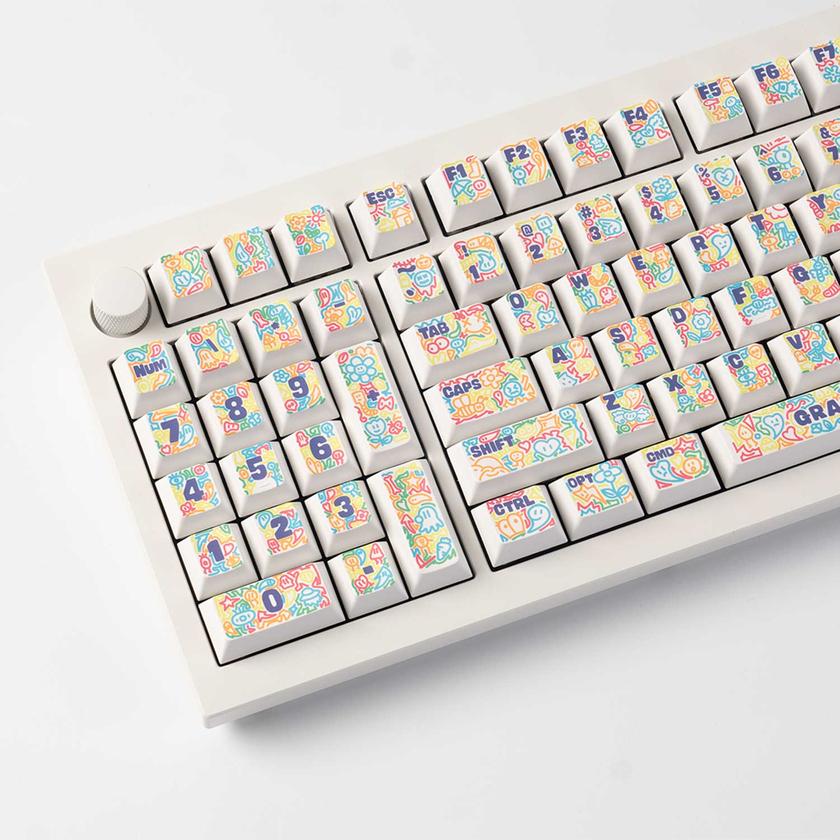 Graffiti Party - Cherry Profile Dye-Sub PBT Full Keycap Set Free shipping