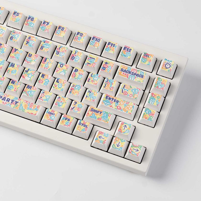 Graffiti Party - Cherry Profile Dye-Sub PBT Full Keycap Set Free shipping