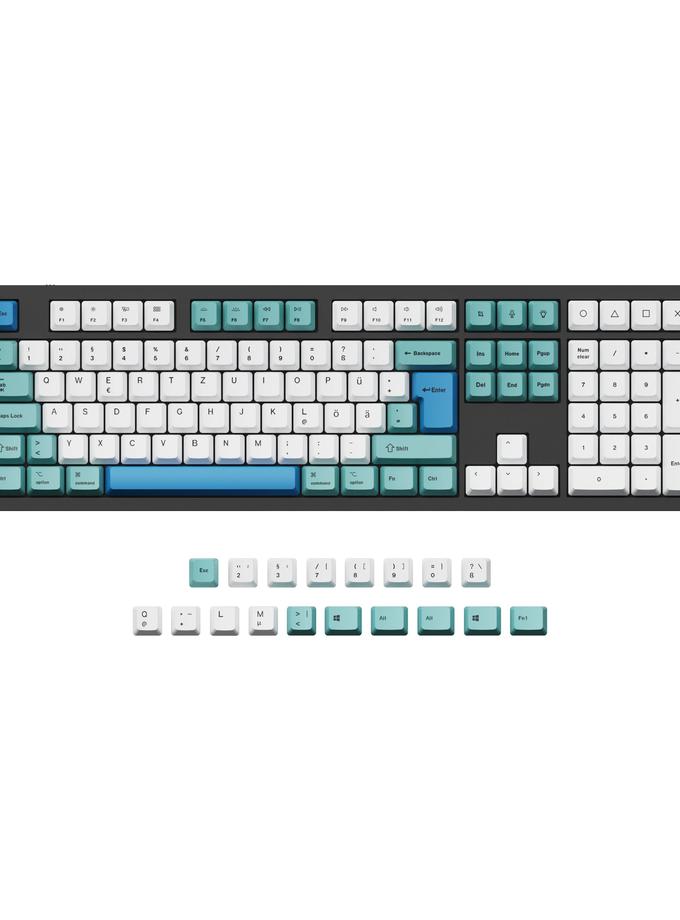 ISO & ANSI Q3 & Q4 & Q4 Pro & Q6 & Q6 Pro & V3 & V4 & V6 & K8 & K8 Pro OEM Dye-Sub PBT Keycap Set - Iceberg High Quality