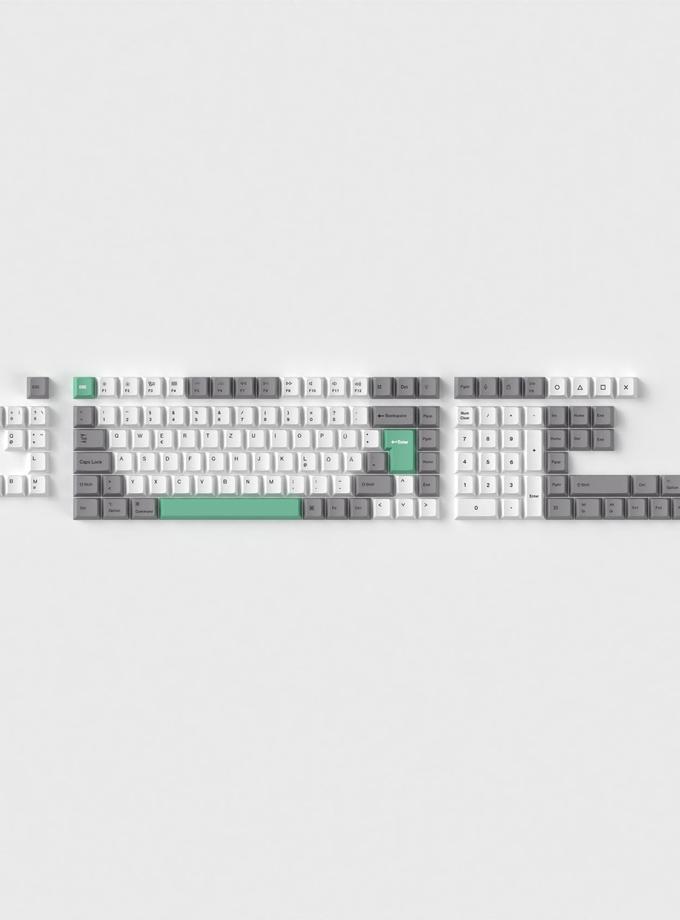 ISO Cherry Profile Dye-Sub PBT Full Set Keycap Set - Gray White Mint Same Day Delivery