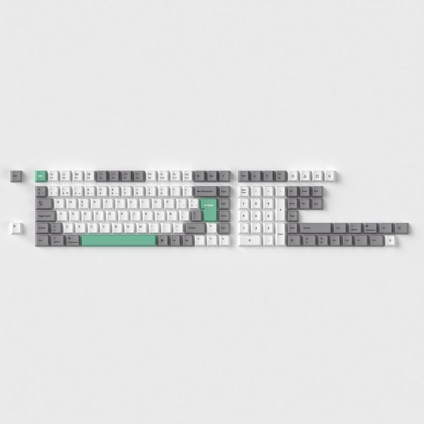 ISO Cherry Profile Dye-Sub PBT Full Set Keycap Set - Gray White Mint Same Day Delivery