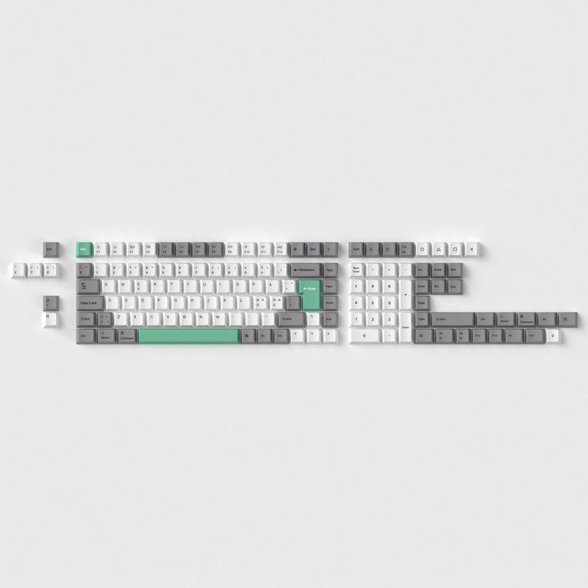 ISO Cherry Profile Dye-Sub PBT Full Set Keycap Set - Gray White Mint Same Day Delivery