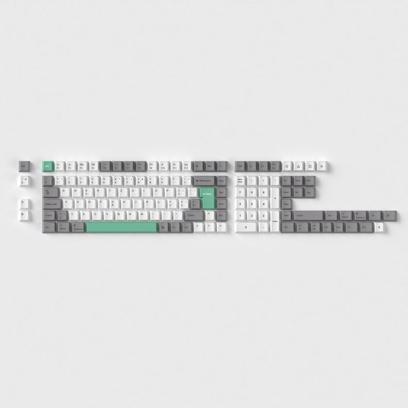 ISO Cherry Profile Dye-Sub PBT Full Set Keycap Set - Gray White Mint Same Day Delivery