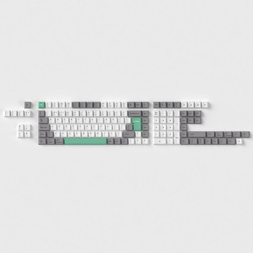 ISO Cherry Profile Dye-Sub PBT Full Set Keycap Set - Gray White Mint Same Day Delivery