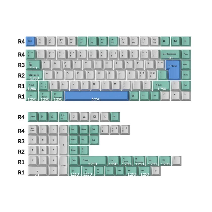 ISO Cherry Profile Dye-Sub PBT Full Set Keycap Set - Iceberg New Arrival