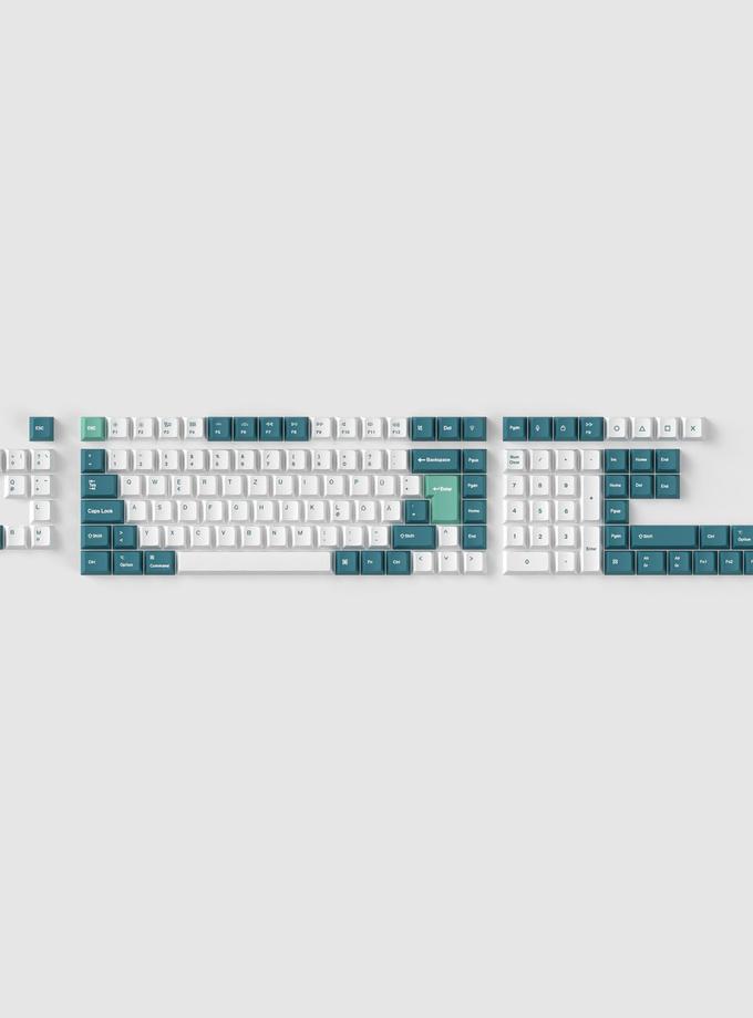 ISO Cherry Profile Dye-Sub PBT Full Set Keycap Set - White Mint New Arrival