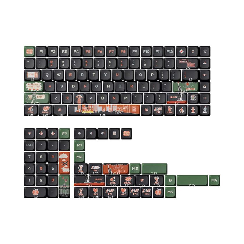 Low Profile LSA Dye-Sub PBT Full Set Keycap Set - New York On Sale