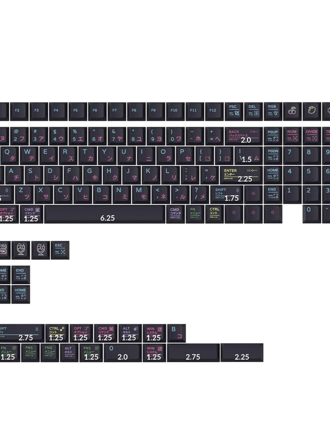 Neon Night - Cherry Profile Dye-Sub PBT Full Keycap Set For Sale