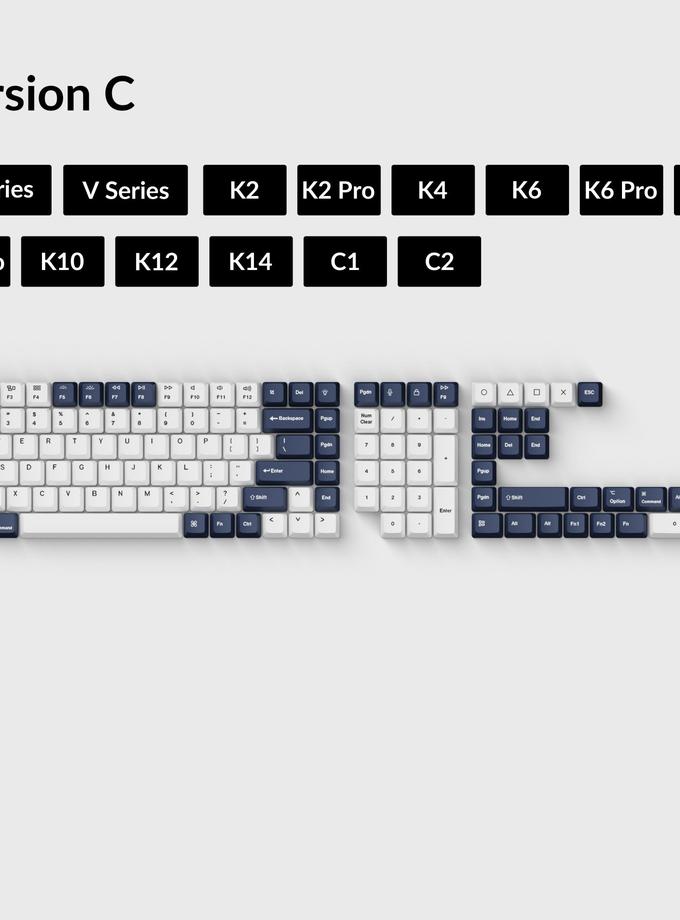 OEM Dye-Sub PBT Keycap Set - Bluish Black White Best Seller