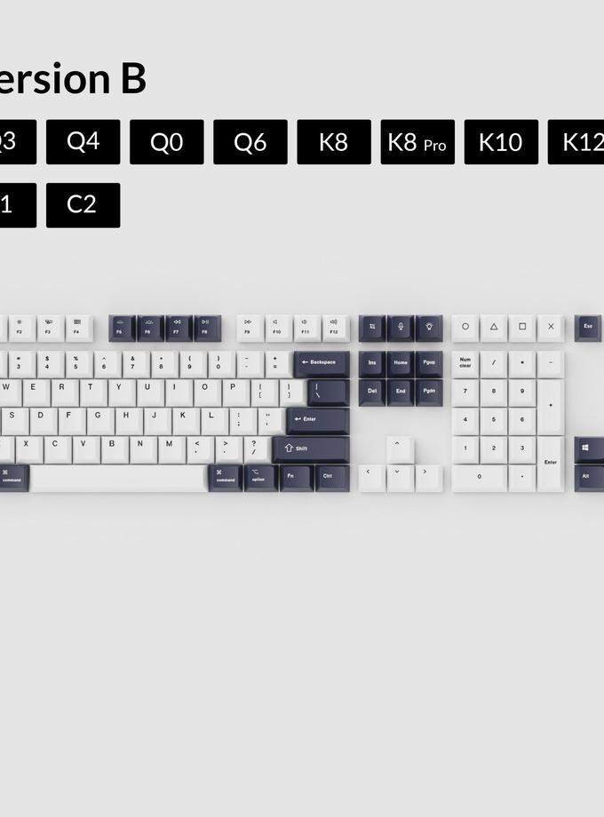 OEM Dye-Sub PBT Keycap Set - Bluish Black White Best Seller