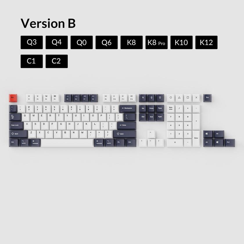 OEM Dye-Sub PBT Keycap Set - Bluish Black White Best Seller