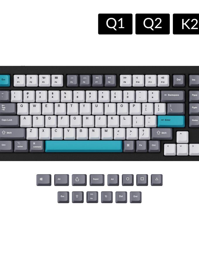 OEM Dye-Sub PBT Keycap Set - Grey White Blue Best Seller