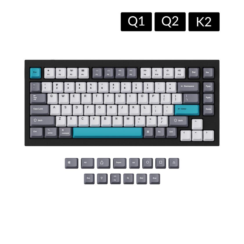 OEM Dye-Sub PBT Keycap Set - Grey White Blue Best Seller