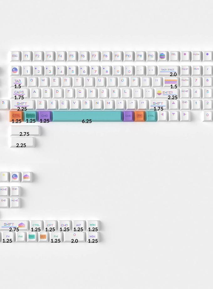 Pixel Sunset - Cherry Profile Dye-Sub PBT Full Keycap Set For Sale